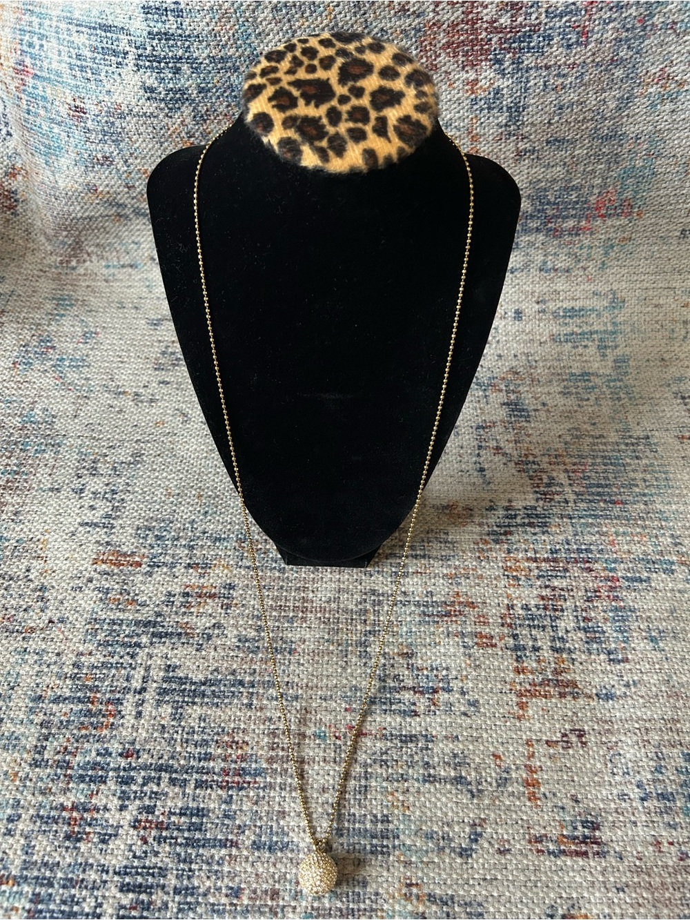 Michael Kors Gold Tone Pavé Crystal Ball Pendant Necklace